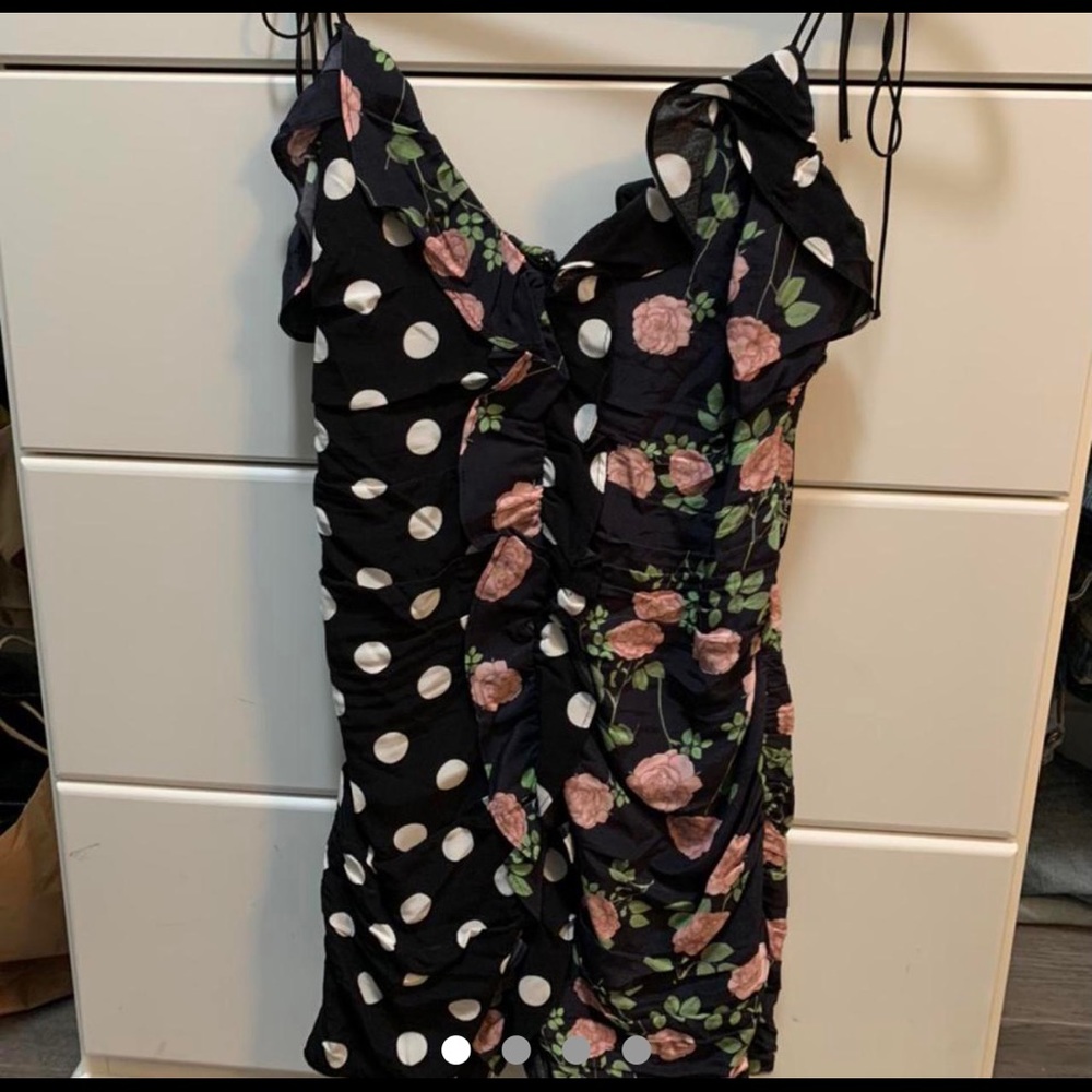 NWOT for love and lemons polka dot floral mochi dress XS